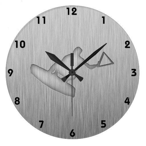 Image of Brushed Metal-look Wakeboarder Large Clock