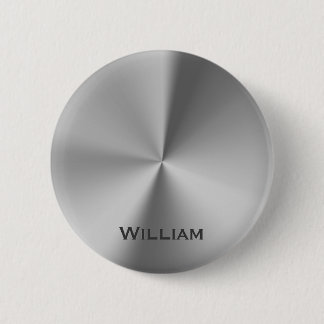 Brushed metal personalised name 6 cm round badge
