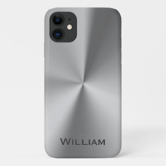 Brushed metal personalised name iPhone 11 case