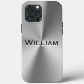 Brushed metal personalised name  iPhone 13 pro max case
