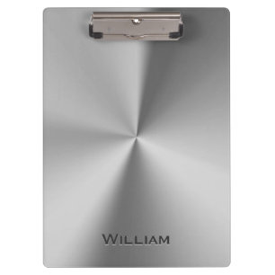 Brushed metal personalised name clipboard