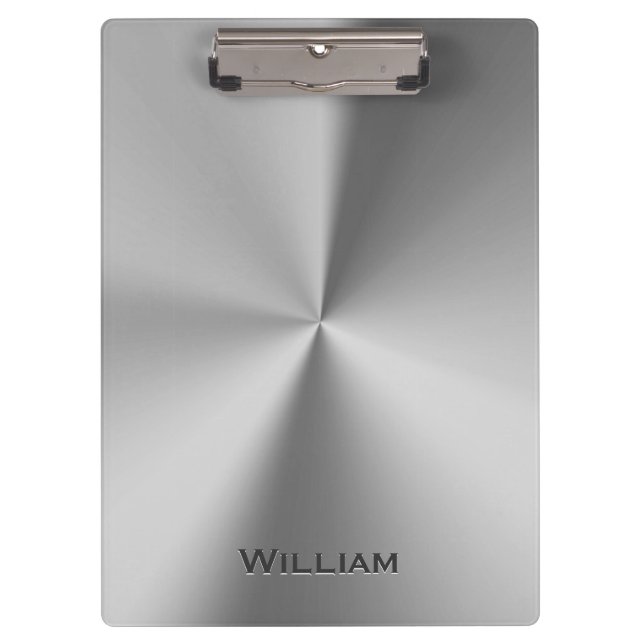 Brushed metal personalised name clipboard (Front)