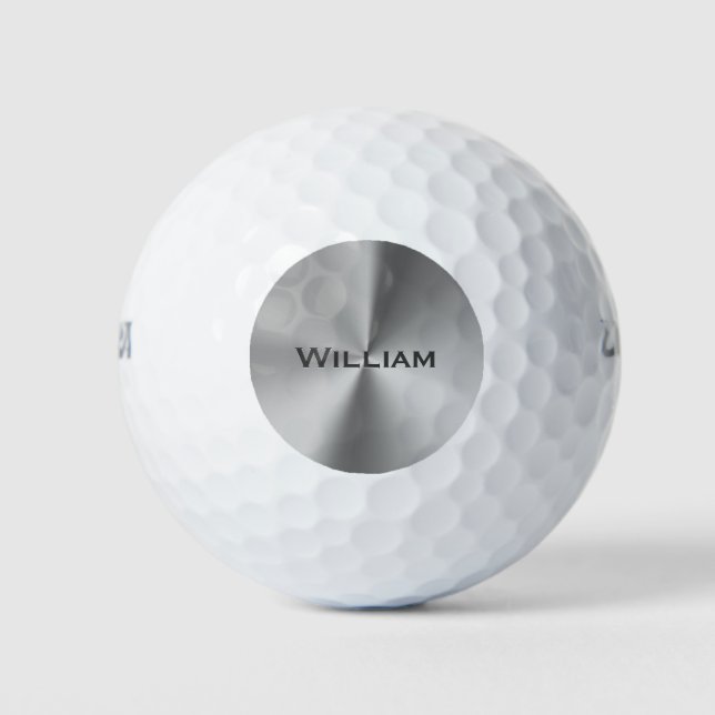 Brushed metal personalised name golf balls (Front)