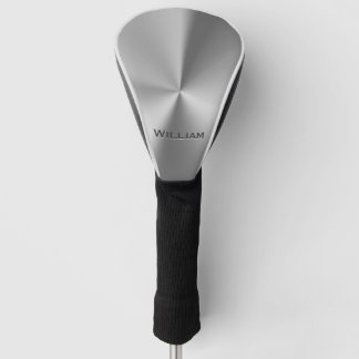 Brushed metal personalised name golf head cover
