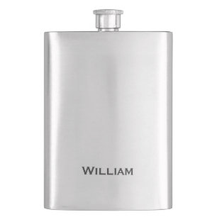Brushed metal personalised name hip flask