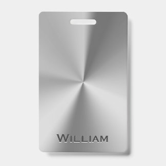 Brushed metal personalised name ID badge
