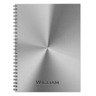 Brushed metal personalised name notebook