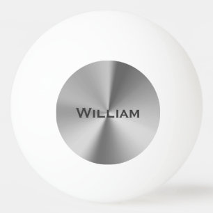 Brushed metal personalised name ping pong ball