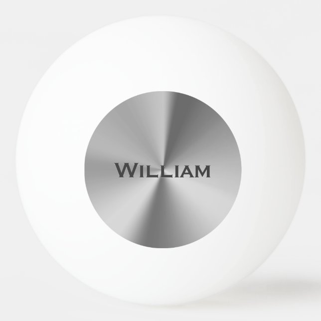 Brushed metal personalised name ping pong ball (Front)