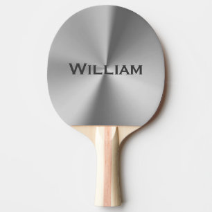 Brushed metal personalised name  ping pong paddle