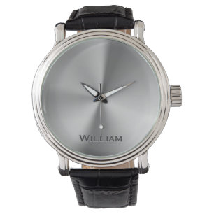 Brushed metal personalised name watch