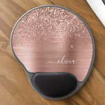 Brushed Metal Rose Gold Pink Glitter Monogram Gel Mouse Mat<br><div class="desc">Rose Gold - Blush Pink  Faux Foil Metallic Sparkle Glitter Brushed Metal Monogram Name and Initial Mousepad (Mouse Pad). This makes the perfect sweet 16 birthday,  wedding,  bridal shower,  anniversary,  baby shower or bachelorette party gift for someone that loves glam luxury and chic styles.</div>