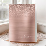 Brushed Metal Rose Gold Pink Glitter Monogram Pocket Folder<br><div class="desc">Rose Gold - Blush Pink Faux Brushed Metal Metallic Foil Sparkle Glitter Script Monogram Name Pocket Folder. This makes the perfect sweet 16 birthday,  wedding,  bridal shower,  anniversary,  baby shower or bachelorette party gift for someone that loves glam luxury and chic styles.</div>