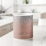 Brushed Metal Rose Gold Silver Glitter Monogram Coffee Mug<br><div class="desc">Rose Gold - Blush Pink and Silver Faux Foil Metallic Sparkle Glitter Brushed Metal Monogram Name and Initial Coffee Cup or Mug. This makes the perfect sweet 16 birthday,  wedding,  bridal shower,  anniversary,  baby shower or bachelorette party gift for someone that loves glam luxury and chic styles.</div>
