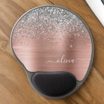 Brushed Metal Rose Gold Silver Glitter Monogram Gel Mouse Mat<br><div class="desc">Rose Gold - Blush Pink  and Silver Faux Foil Metallic Sparkle Glitter Brushed Metal Monogram Name and Initial Mousepad (Mouse Pad). This makes the perfect sweet 16 birthday,  wedding,  bridal shower,  anniversary,  baby shower or bachelorette party gift for someone that loves glam luxury and chic styles.</div>