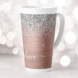 Brushed Metal Rose Gold Silver Glitter Monogram Latte Mug<br><div class="desc">Rose Gold - Blush Pink and Silver Faux Foil Metallic Sparkle Glitter Brushed Metal Monogram Name Latte Coffee Cup Mug. This makes the perfect sweet 16 birthday,  wedding,  bridal shower,  anniversary,  baby shower or bachelorette party gift for someone that loves glam luxury and chic styles.</div>