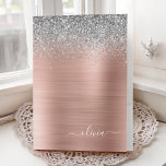 Brushed Metal Rose Gold Silver Glitter Monogram Pocket Folder<br><div class="desc">Rose Gold - Blush Pink and Silver Faux Brushed Metal Metallic Foil Sparkle Glitter Script Monogram Name Pocket Folder. This makes the perfect sweet 16 birthday,  wedding,  bridal shower,  anniversary,  baby shower or bachelorette party gift for someone that loves glam luxury and chic styles.</div>