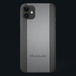Brushed Metal Two Shades - Name iPhone 11 Case<br><div class="desc">Case-Mate Barely There Samsung Galaxy S7 Case with a faux brushed metal look and an engraved printed effect on the text where you can add your name.</div>