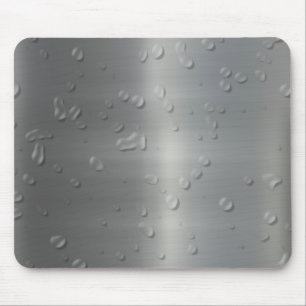 brushed metal waterdrops mouse mat