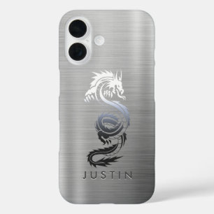 Brushed Metallic Dragon iPhone 16 Case