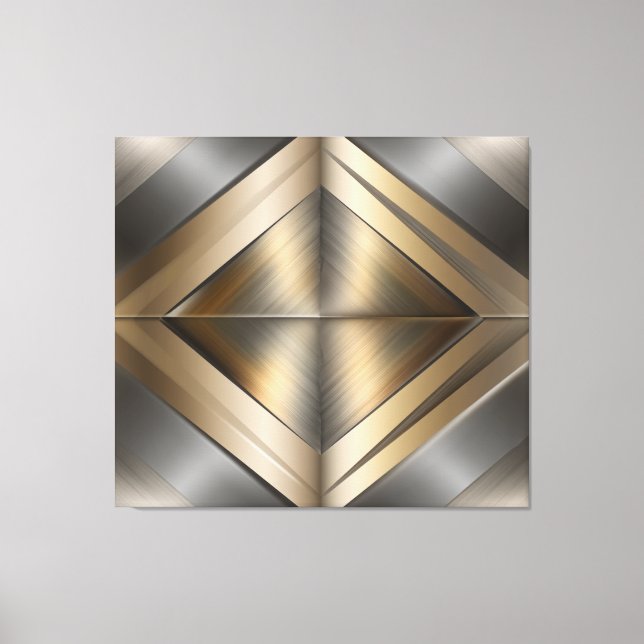 Brushed Metallic Geometric Diamond Pattern Canvas Print (Front)