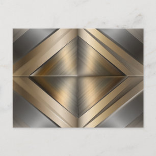 Brushed Metallic Geometric Diamond Pattern Holiday Postcard