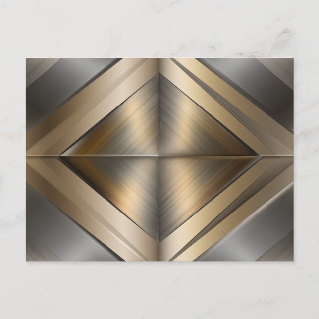 Brushed Metallic Geometric Diamond Pattern Holiday Postcard (Front)