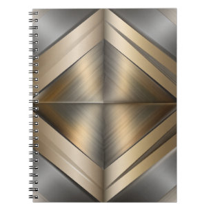 Brushed Metallic Geometric Diamond Pattern Notebook