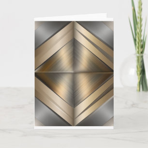 Brushed Metallic Geometric Diamond Pattern Thank You Card