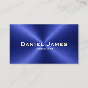 Brushed Metallic Royal Blue Modern Business Card
