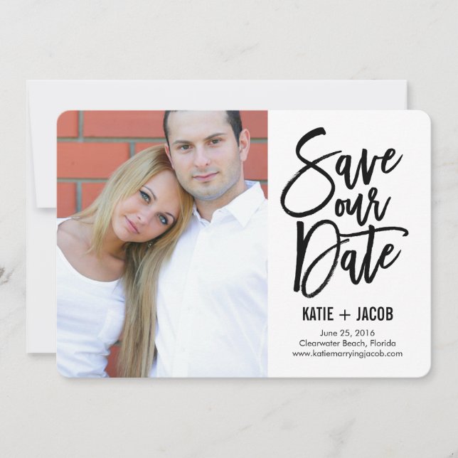 BRUSHED Modern Save The Date Card (Front)