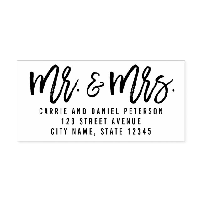 Brushed Mr and Mrs Return Address Self-inking Stamp (Design)