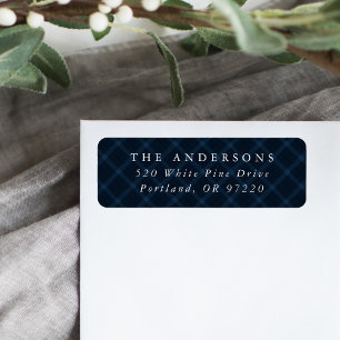 Brushed Navy Plaid Holiday Return Address