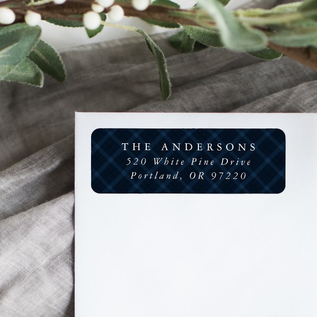 Brushed Navy Plaid Holiday Return Address (Creator Uploaded)