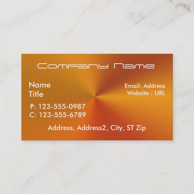 Brushed Orange Metal Business Cards (Front)