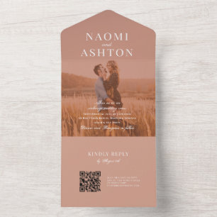 Brushed Overlay Wedding All In One Invitation