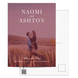 Brushed Overlay Wedding Save The Date Postcard