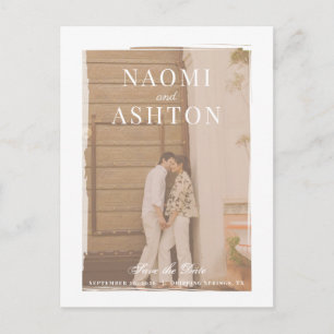 Brushed Overlay Wedding Save The Date Postcard