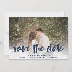 Brushed Overlay with Floral Backer Photo Save The Date