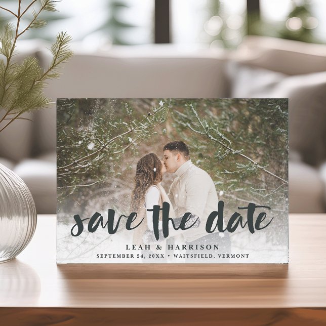 Brushed Overlay with Floral Backer | Photo Save The Date (Creator Uploaded)