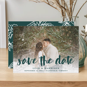 Brushed Overlay with Floral Backer Photo Save The Date