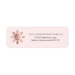 Brushed Peace Rose Gold Return Address Label