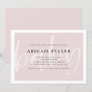 Brushed Pink and White Baby Shower Invitation