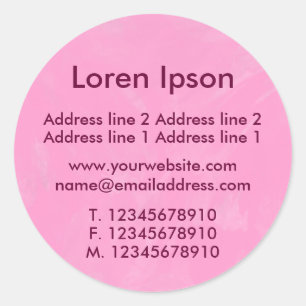 Brushed Pink Business / Profile Classic Round Sticker
