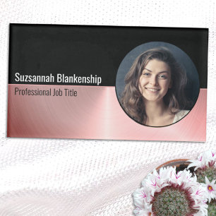 Brushed Pink Faux Metal Custom Photo Professional  Name Tag