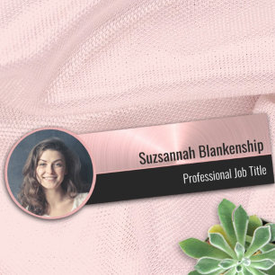 Brushed Pink Metal Professional Custom Photo Name Tag