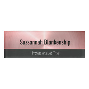 Brushed Pink Metal Template Professional  Name Tag