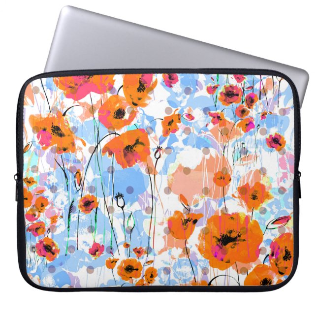 Brushed Poppies: Abstract Floral Texture Laptop Sleeve (Front)