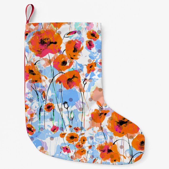 Brushed Poppies: Abstract Floral Texture Small Christmas Stocking (Front)
