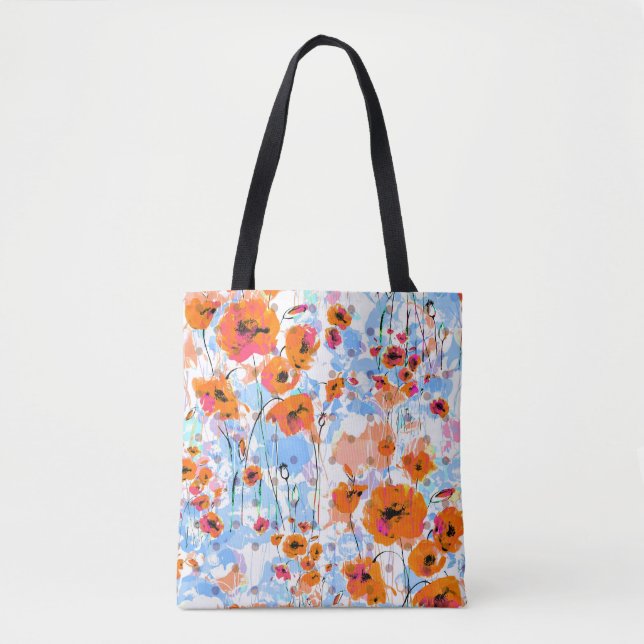 Brushed Poppies: Abstract Floral Texture Tote Bag (Front)